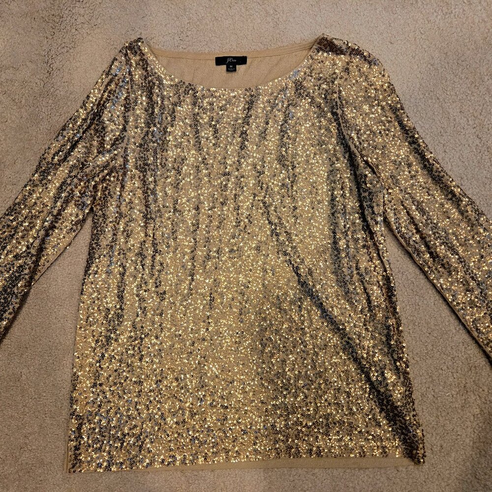J. Crew Gold Sequin Top M